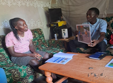 Getray Vugutsa and her ECD promoter John Osome during one of the regular home visits